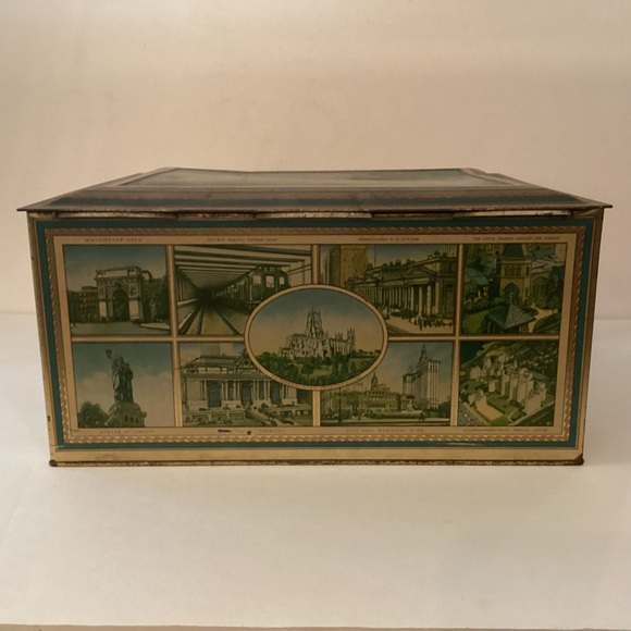 Vintage 1930’s Biscuit Tin Aeroplane View Of Manhattan Island hinged box - Picture 5 of 12